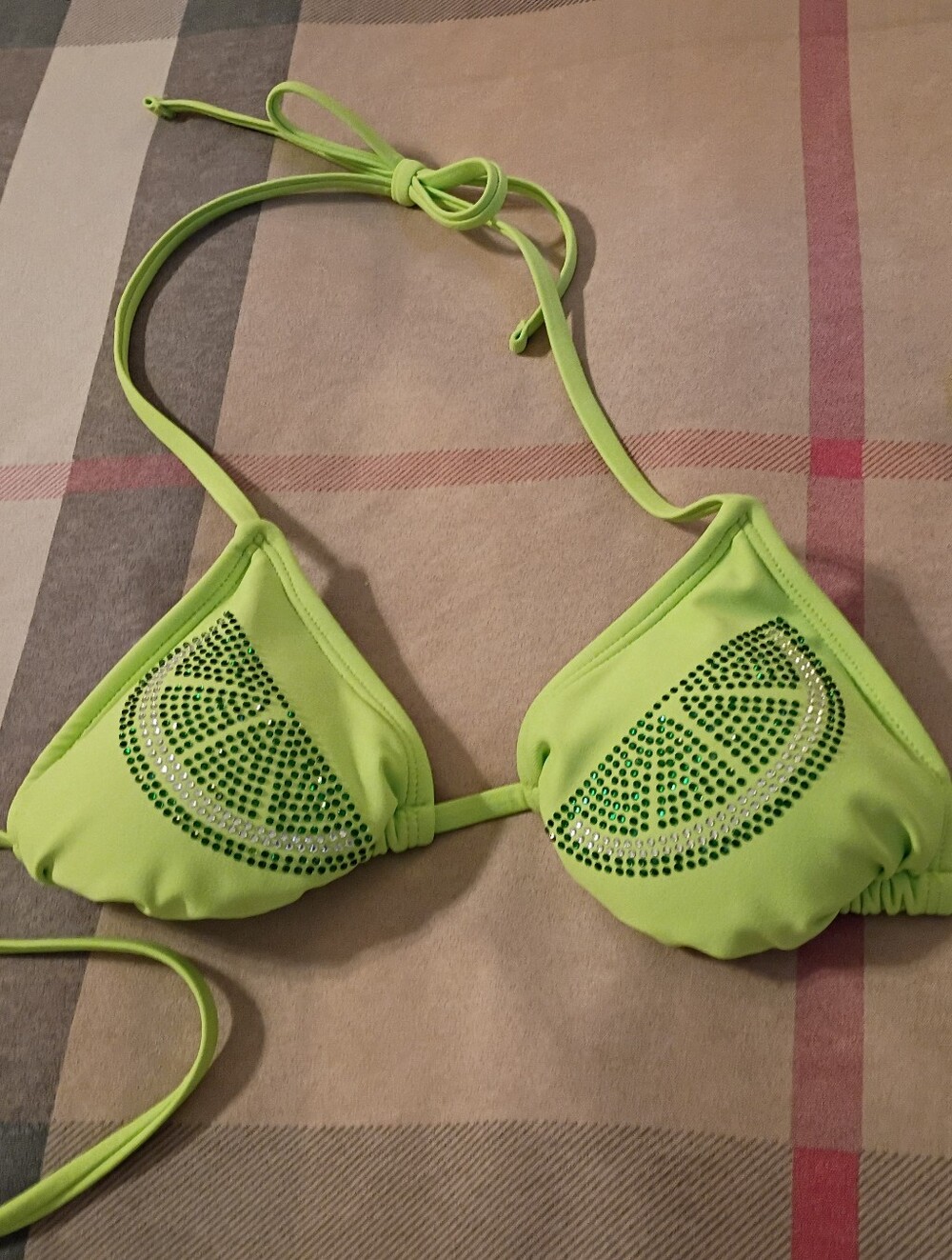 Lime Green Rhinestone Low Rise Bikini Set - Picture 15 of 16